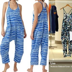 ❤️ Free People FP Movement Hot Shot Onesie Jumpsuit Blue Wave Combo Size XS NWT